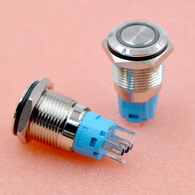 Новый 16 мм металлический кнопочный переключатель Циркулярный 12 В 24