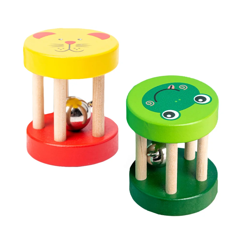 

2Pcs Baby Toys Hand Jingle Bells Cartoon Children Rattle Toys Cage Bell Toys