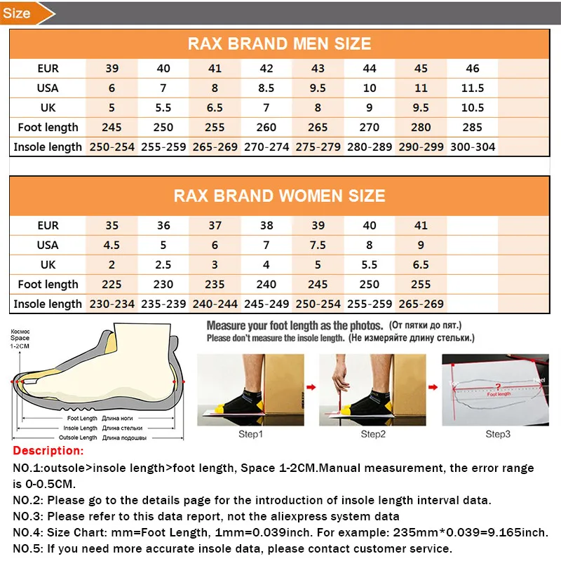 

Rax Brand Men's Running Shoes Women Breathable Jogging Shoes for Men Light Sneakers Men Gym Outdoor Trainers Sports Shoes Male
