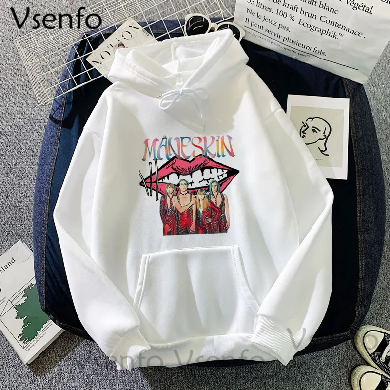 

Maneskin Clothes for Women Men Hip Hop Rock Band Hoodies Pullover Long Sleeve Woman Clothing Female Hooded Sweatshirt Pockets