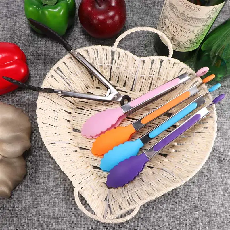 Силиконовые кухонные щипцы из нержавеющей стали зажим для барбекю столовые