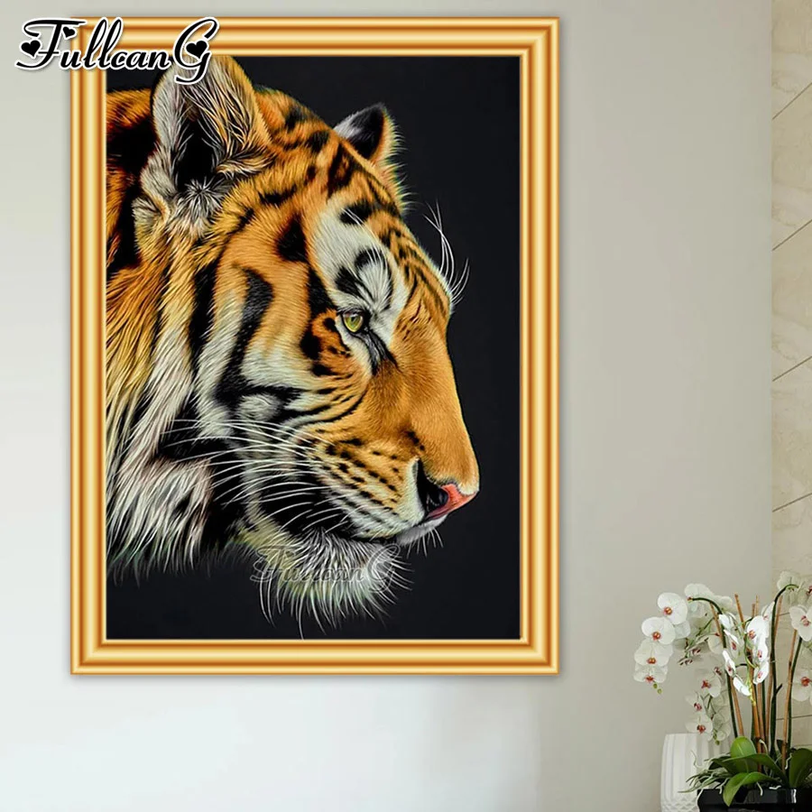 

FULLCANG tiger animal 5d diy diamond painting cross stitch full rhinestone embroidery kits wall decoration FG0232