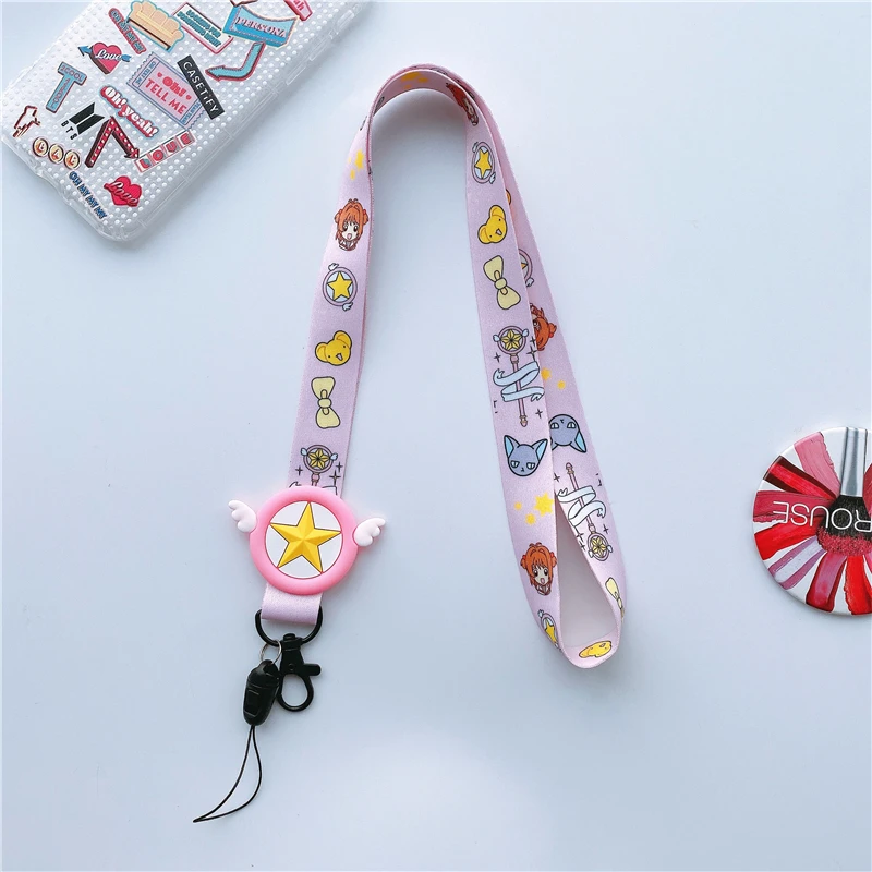 Милый мультяшный ремешок на шею для телефона шнурок телефонов iPhone huawei камера USB