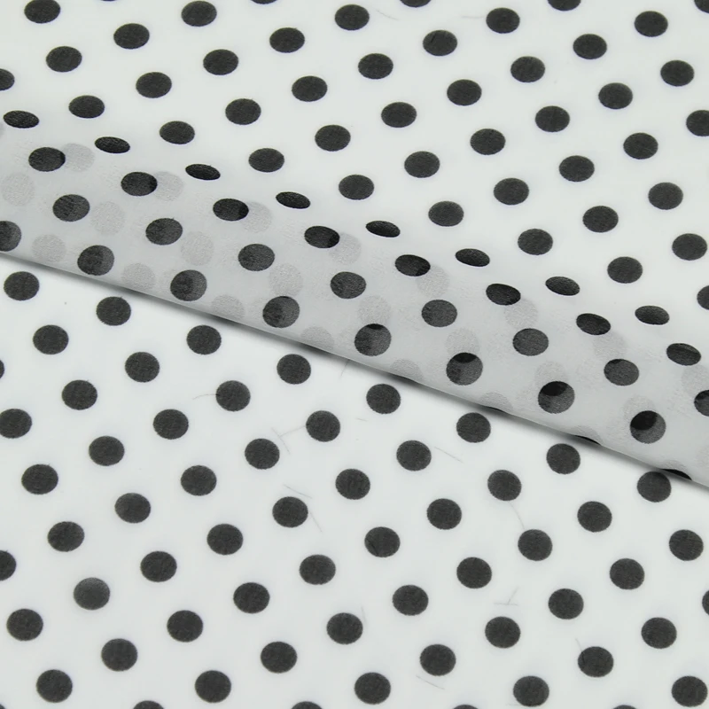 Черный узор в горошек на белой полиэфирной ткани 120 г/метр 150 см ширина MF018|Ткань| |