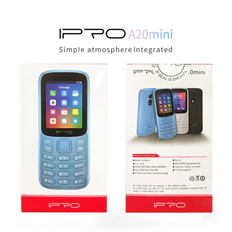 telefone ipro a20mini feature mobile phones 600mah english spanish language led flashlight gsm dual sim card rugged cellphone free global shipping