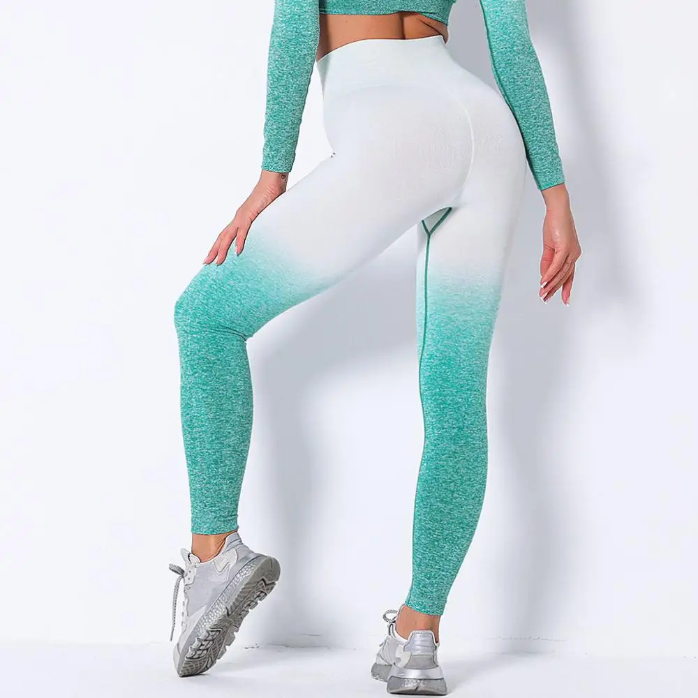 

New Arrival Dip Dye Seamless Fitness Leggings Woman High Waist Stretch Sports Leggins Autumn Winter Lift the Hip Underwear Pants