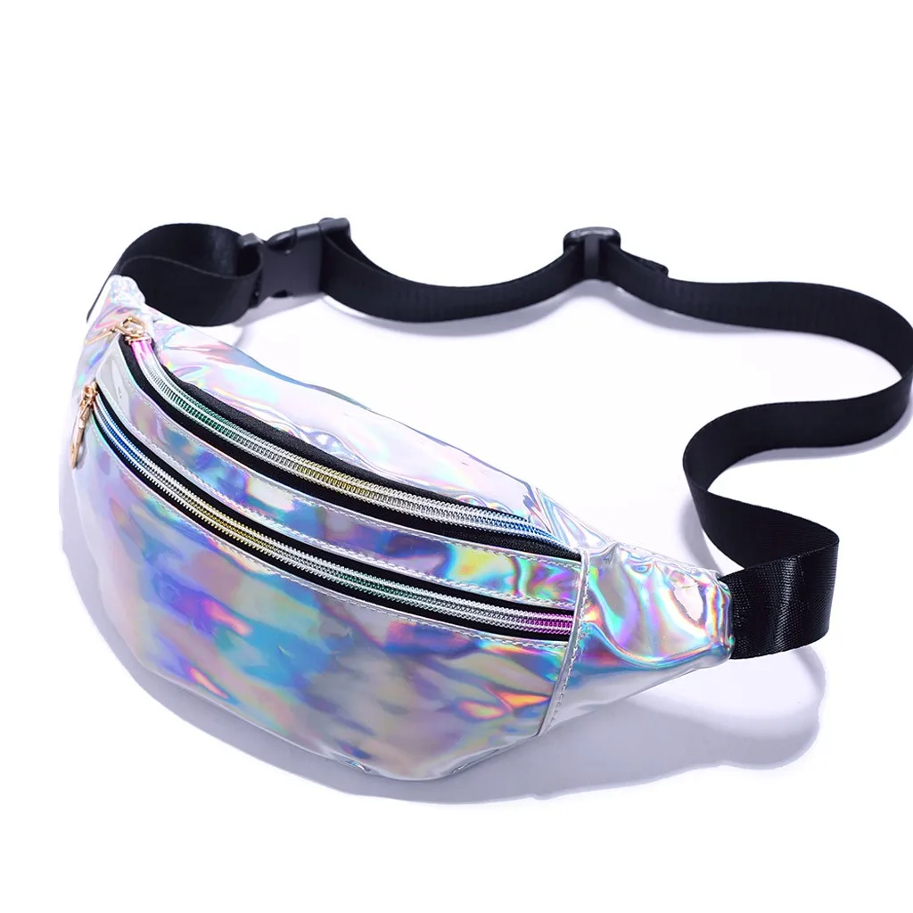 Яркая Желейная цветная лазерная Женская поясная сумка на двойной молнии через