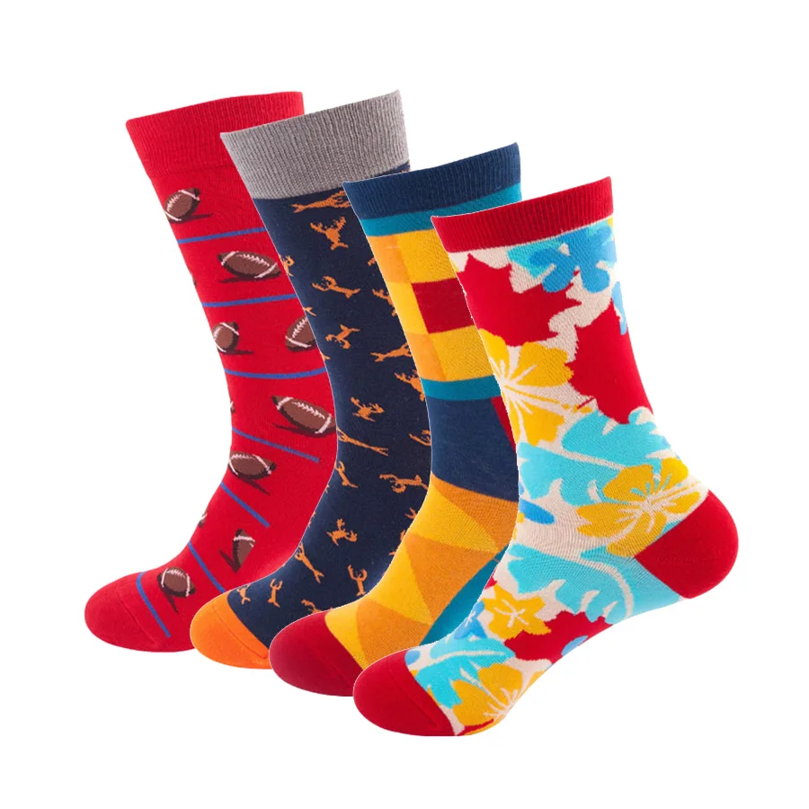 Хлопковые женские носки смешные счастливых с рисунком в виде кленового листа