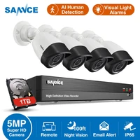 sannce 8ch 5mp n hd dvr home security camera system 4pcs 5mp infrared night vision ip66 outdoor ai cameras surveillance cctv kit