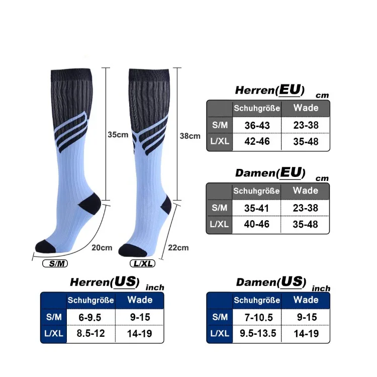 

New Running Compression Socks Sports Women Men Marathons Circulation Athletic Edema Varicose Veins Travel Knee High Stockings