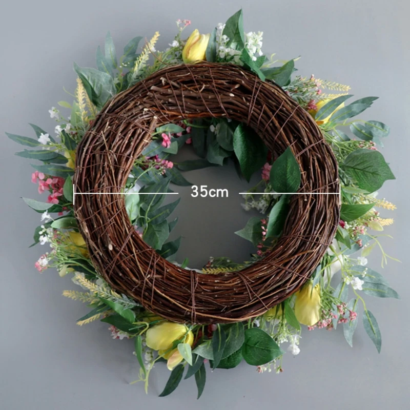 

Artificial Tulpe. Flower Silk Wreath Spring Summer Door Garland Front Door Window Wreath Wedding Hanging Ornament Decor