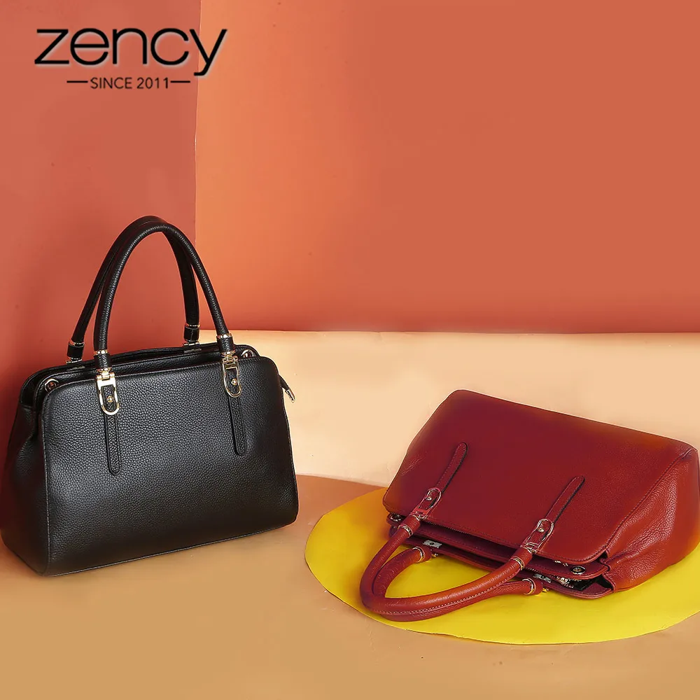 Zency, Новое поступление, женская сумка-тоут, натуральная кожа, элегантная женская офисная сумка, высокое качество, сумки через плечо, черные