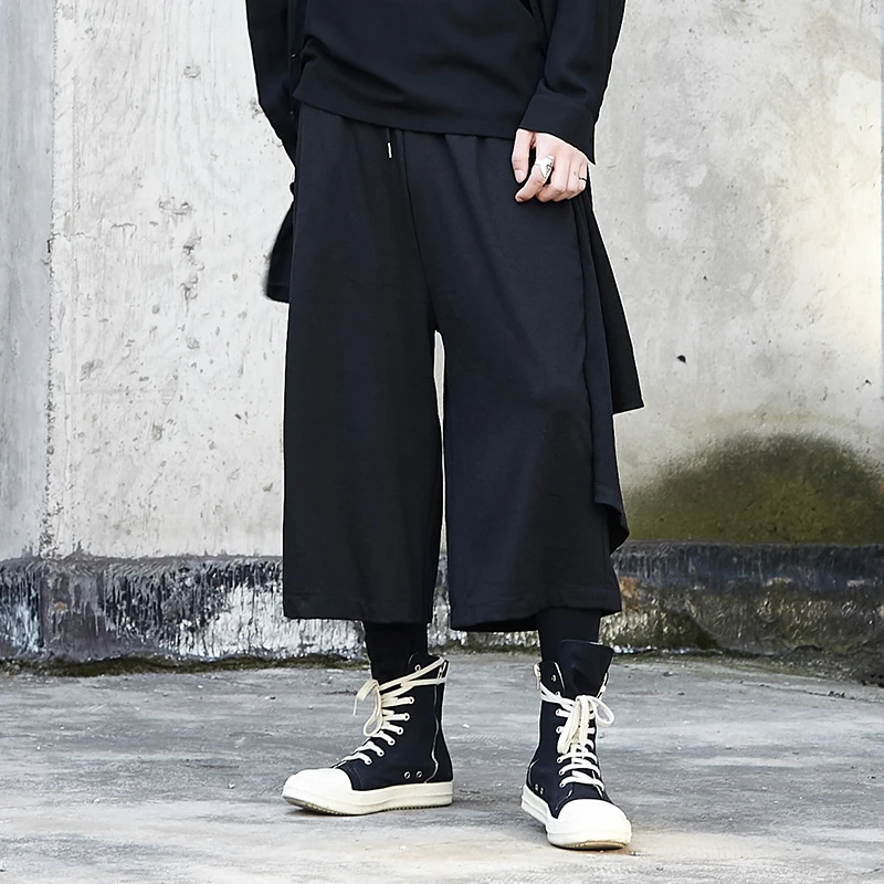 Мужские японские кимоно свободные черные широкие брюки мужская мода уличная