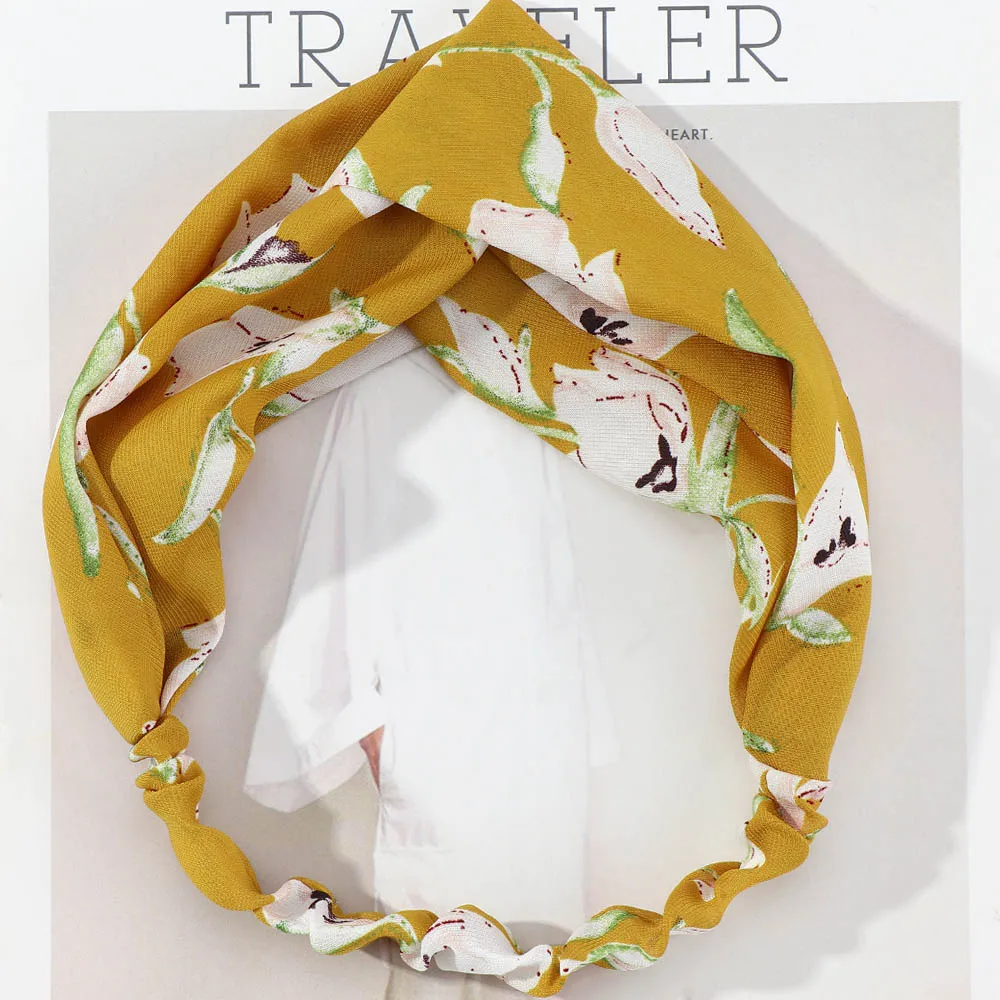 Повязка на голову с цветочным принтом 1 шт. |