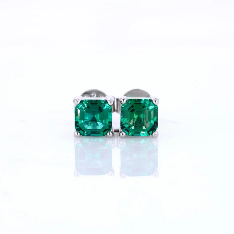 

Cheerstar 925 silver gold plated Hydrothermal Emerald earring for gift classic style for ladies