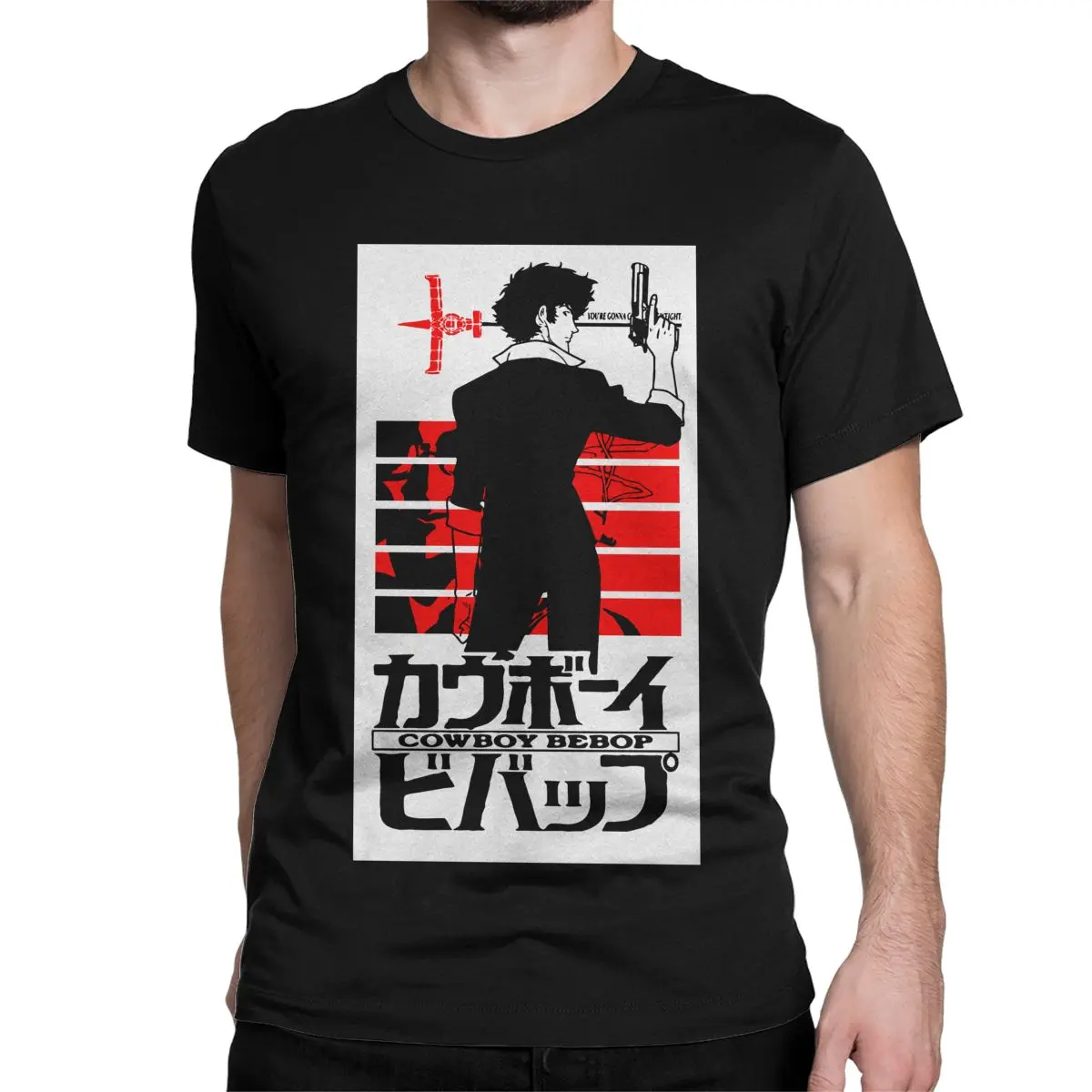 

Pistol Spike Cowboy Bebop T-Shirts Men Women Anime Manga 90s Sci 100% Cotton Tees Crew Neck Short Sleeve T Shirts Printing Tops