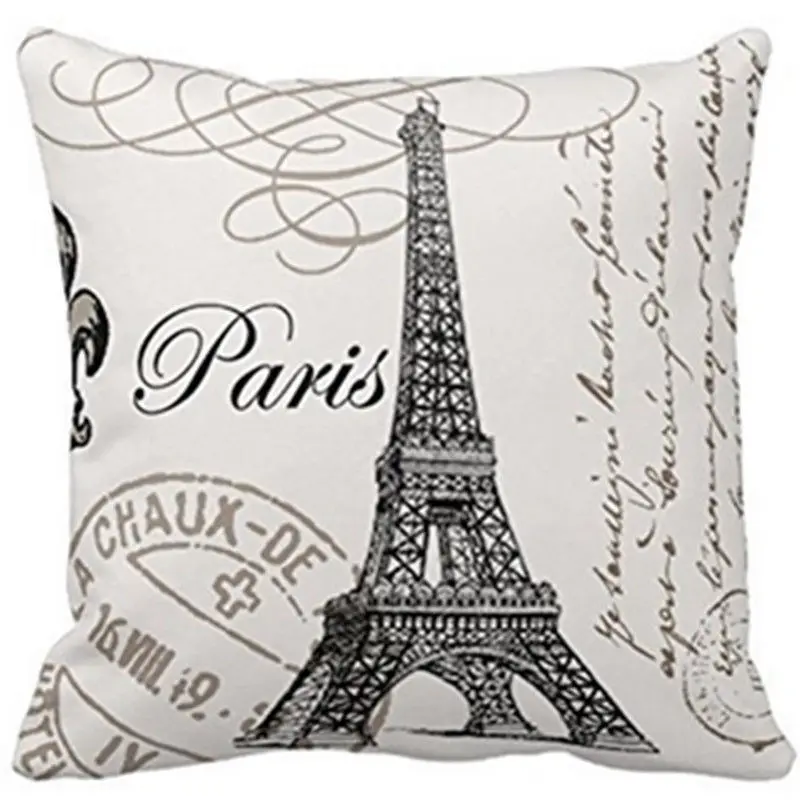 

45cmX45cm Tower Printing Pillow Case Beauty France Paris Eiffel Tower Home Decorative Pillow Case Cushion Cover