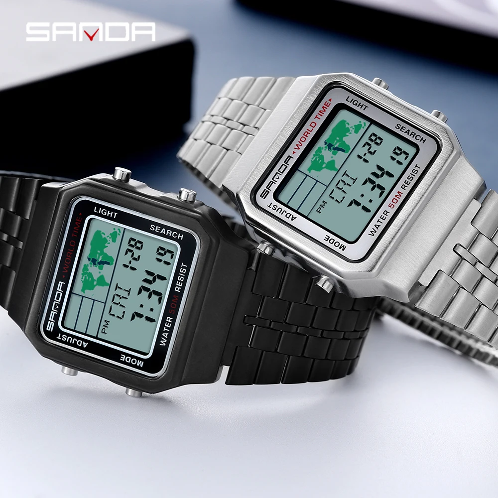 Часы наручные мужские с будильником деловые электронные цифровые обратным