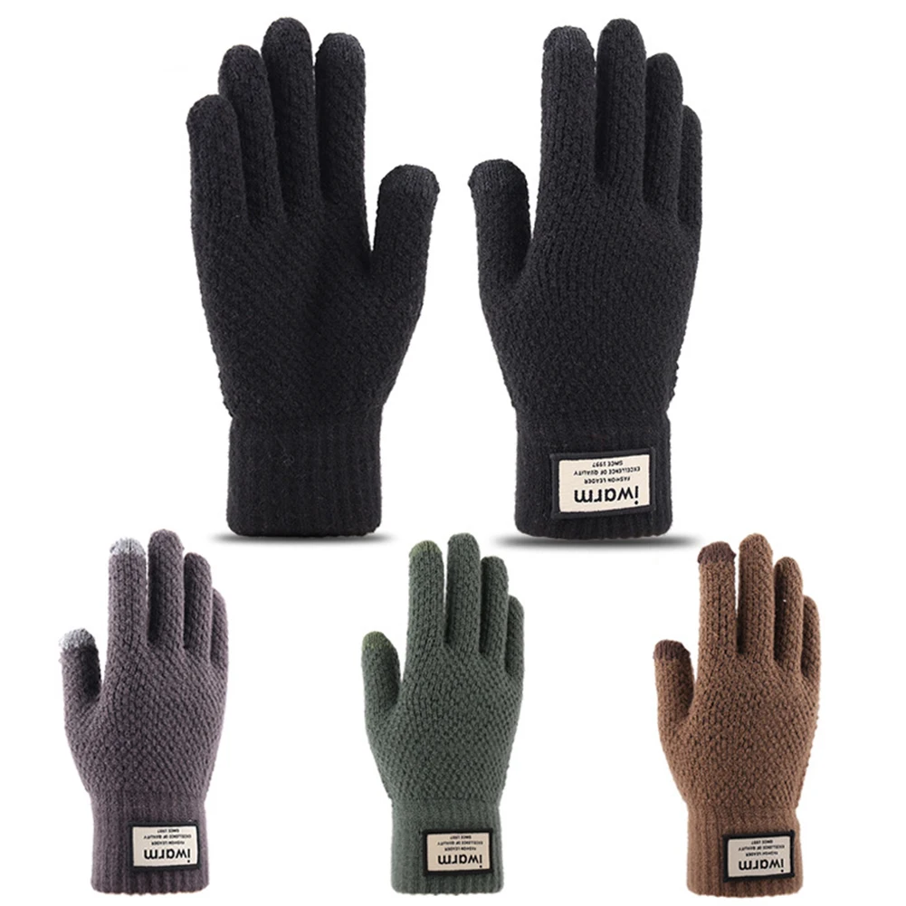 

2Pcs Winter Men Knitted Gloves Touch Screen High Quality Male Mitten Thicken Warm Wool Cashmere Solid Men Business Gloves Autumn