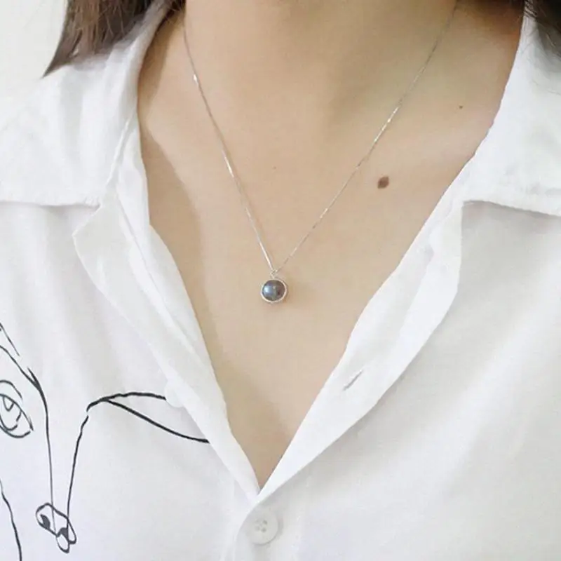 Настоящее чистое ожерелье 925 Чистое серебро лабрадор с цепочкой в коробке