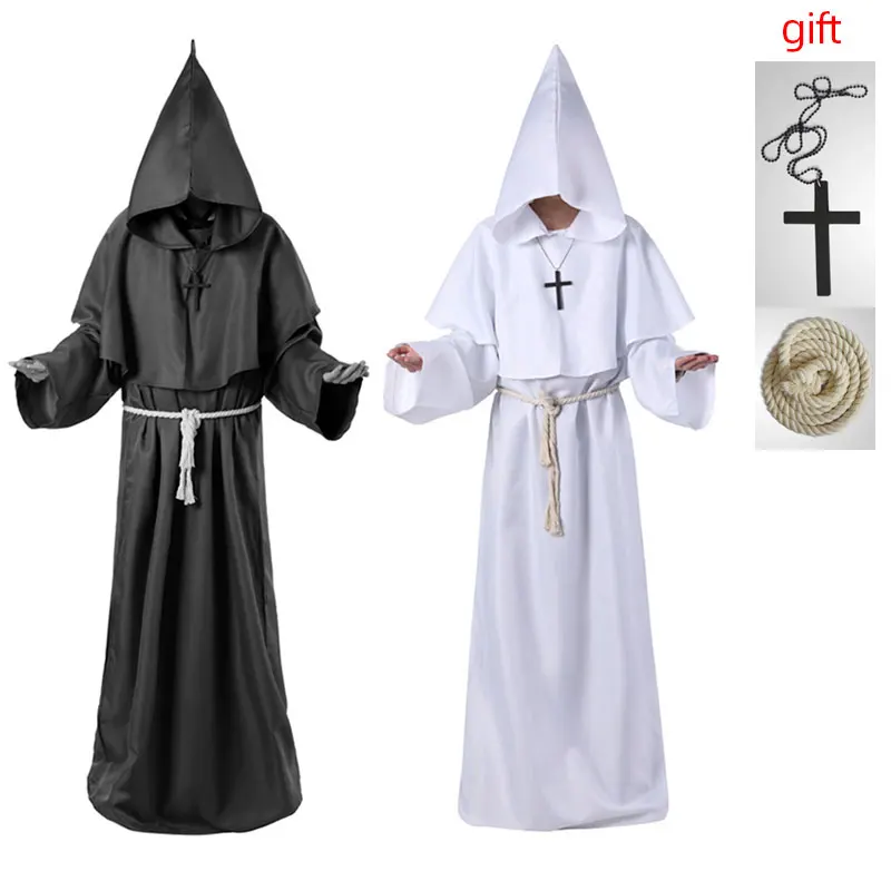 

Carnival Halloween Costumes Horror Grim Reaper Costume Men Vintage Monk Cosplay For Men Adult Cloak Robe Scary Wizard Costumes