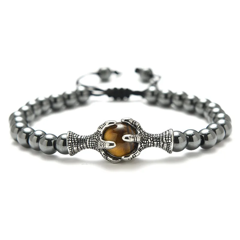 Готический античный панк браслет с драконом мужской регулируемый плетеный из