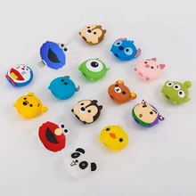 100pcs Cute Cartoon Animal Cable Bite Phone Charger Cable Protector Cord Data Line Cover Decorate Smartphone Wire Accessories