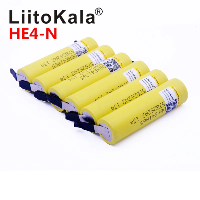 

LiitoKala 100% Original 18650 he4 3.6V Battery 2500mAh 20A 35A high drain HE4 18650 battery power tools +DIY Nickel