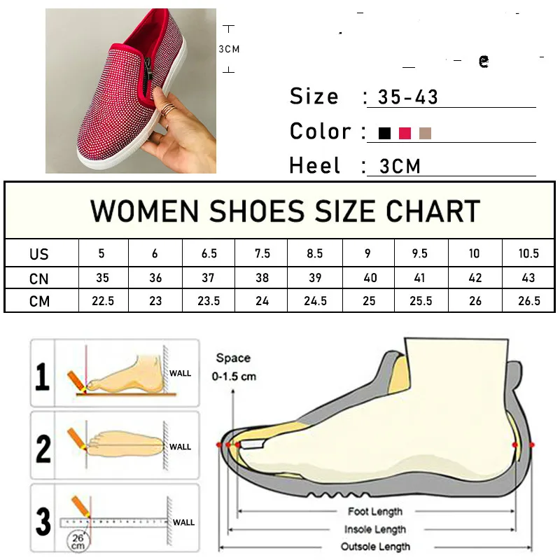 

2020 New Women Flat Loafers Woman Rhinestone Shoes Female Autumn Casual Platform Women's Glitter Design Slip On Shoes Plus Size