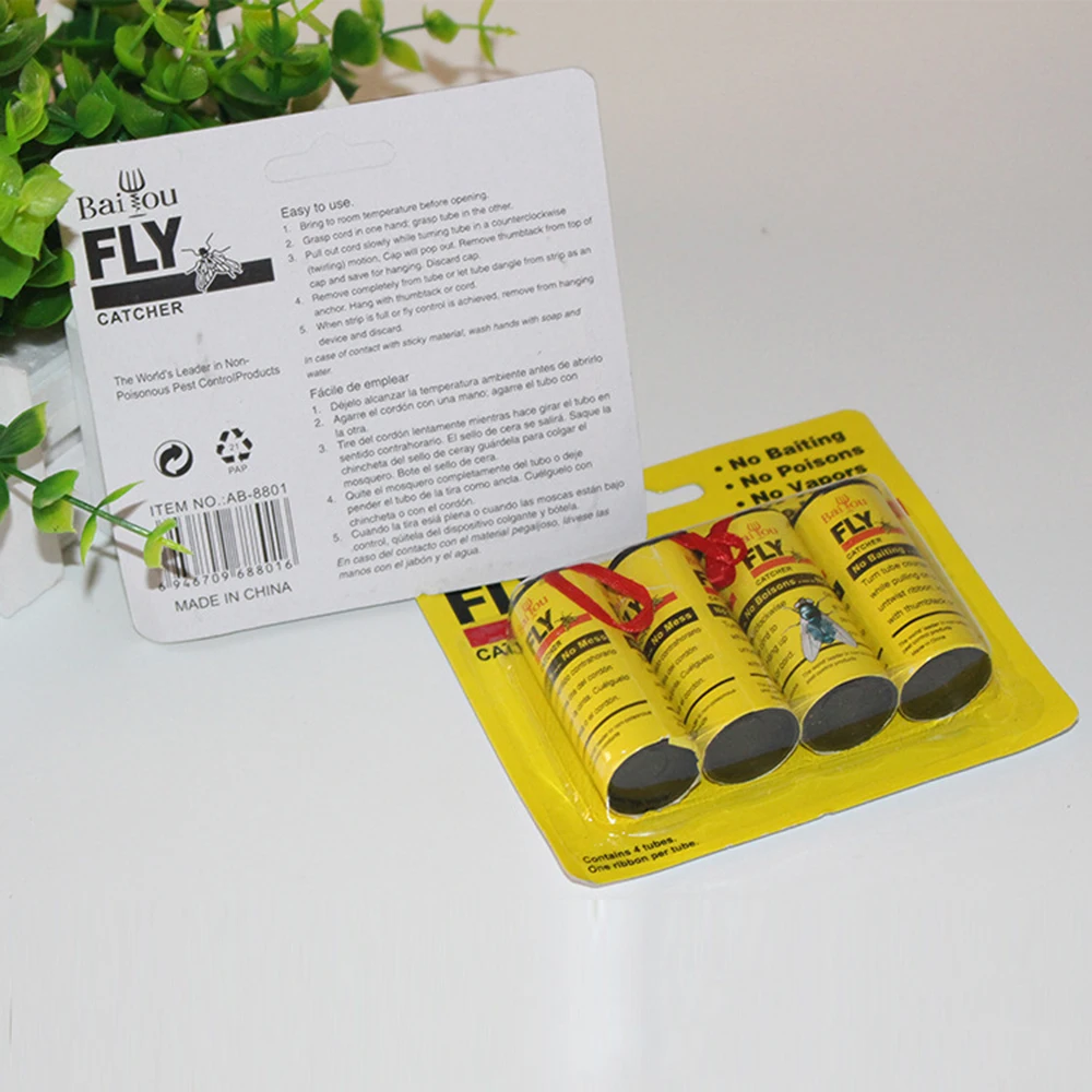 4 рулона клейкой бумаги для устранения мух насекомых Жуков клея бумажная ловушка
