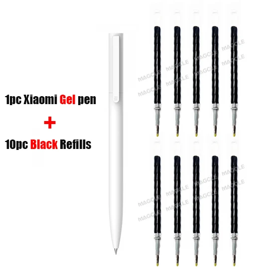 1gel pen and 10black 10 шт./компл. Xiaomi Mi KACO ручка 0,5 мм ABS Пластик гладкая чернильная ручка для студента работника Применение для дома/школы/KACO пополнения чернил - Цвет: 1gel pen and 10black