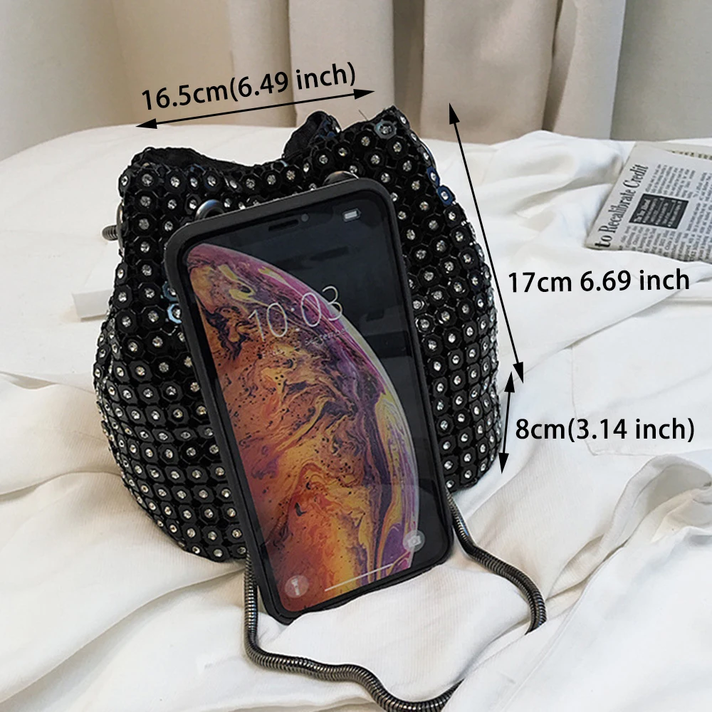 Женская сумка ведро с цепочкой летняя маленькая мессенджер из искусственной