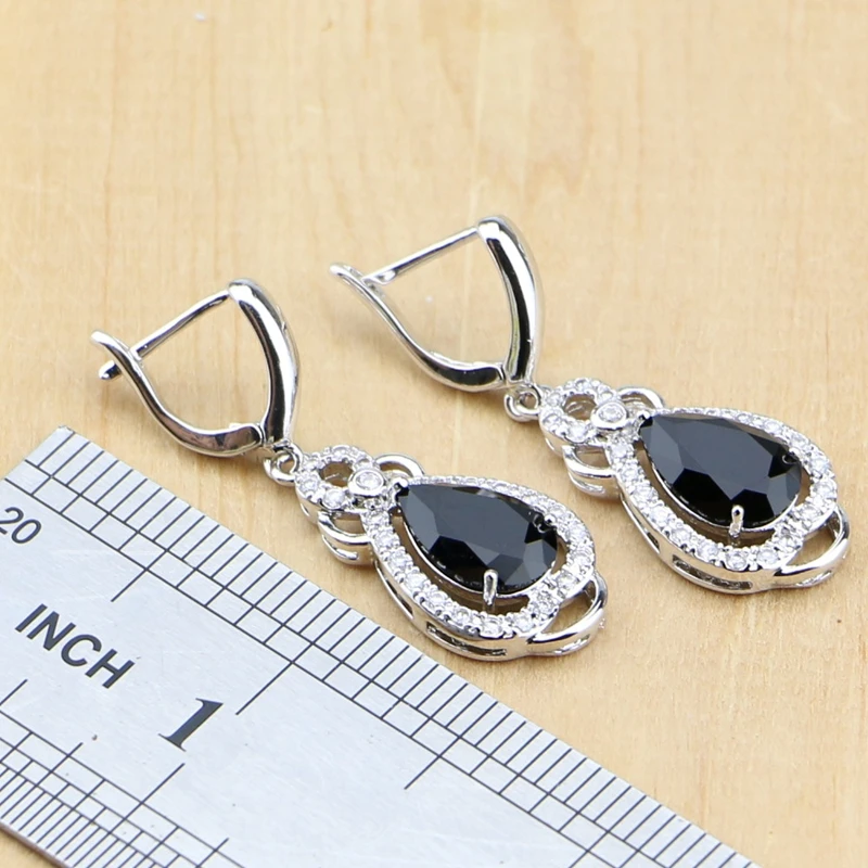 Роскошные ювелирные изделия из серебра 925 пробы с черным кубическим цирконием и