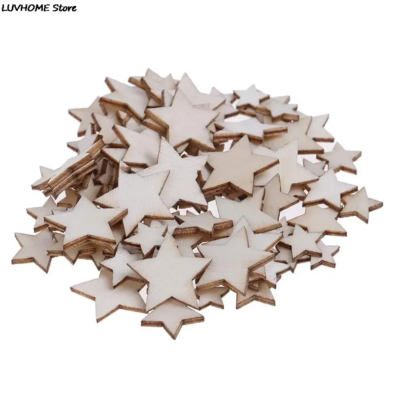 

100Pcs/Set Wood Star DIY Christmas Scrapbooking Party DIY Decorations Chipboard Fashion Wooden Home Decor