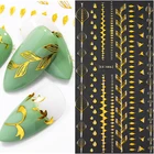 Золотые 3D наклейки для ногтей украшения для ногтей позолоченные листья и цветы узор переводные наклейки маникюрный Дизайн Советы слайдер