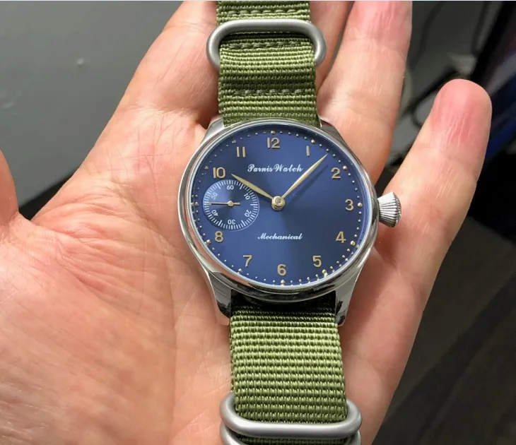 Сапфировое стекло или минеральное 44 мм PARNIS черный циферблат 6498/3621 механические