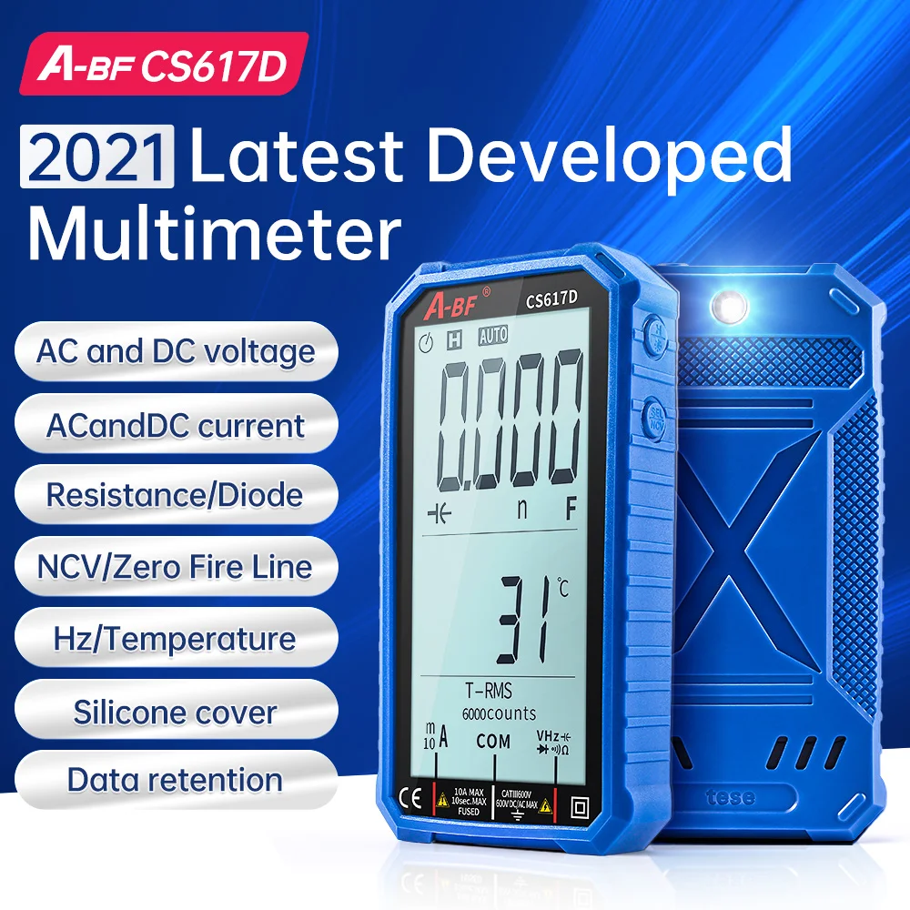 Цифровой умный мультиметр Φ CS617D LCD 6000 отсчетов True RMS DC AC Напряжение Ток