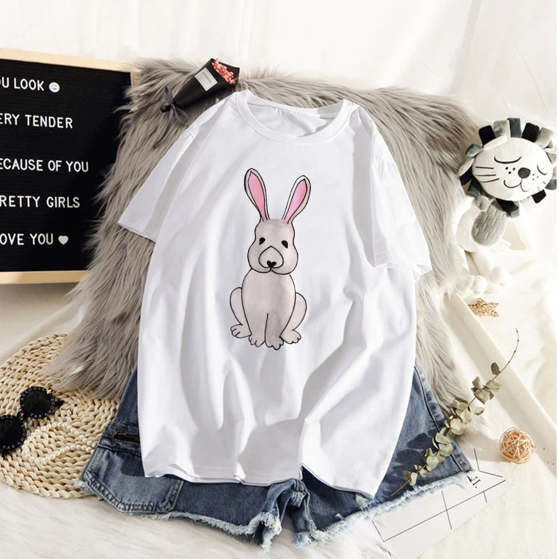 

Hot sale Rabbits T-shirt women cartoon tshirt Female Harajuku Ullzang Graphic Tshirt 90s Tops Tees