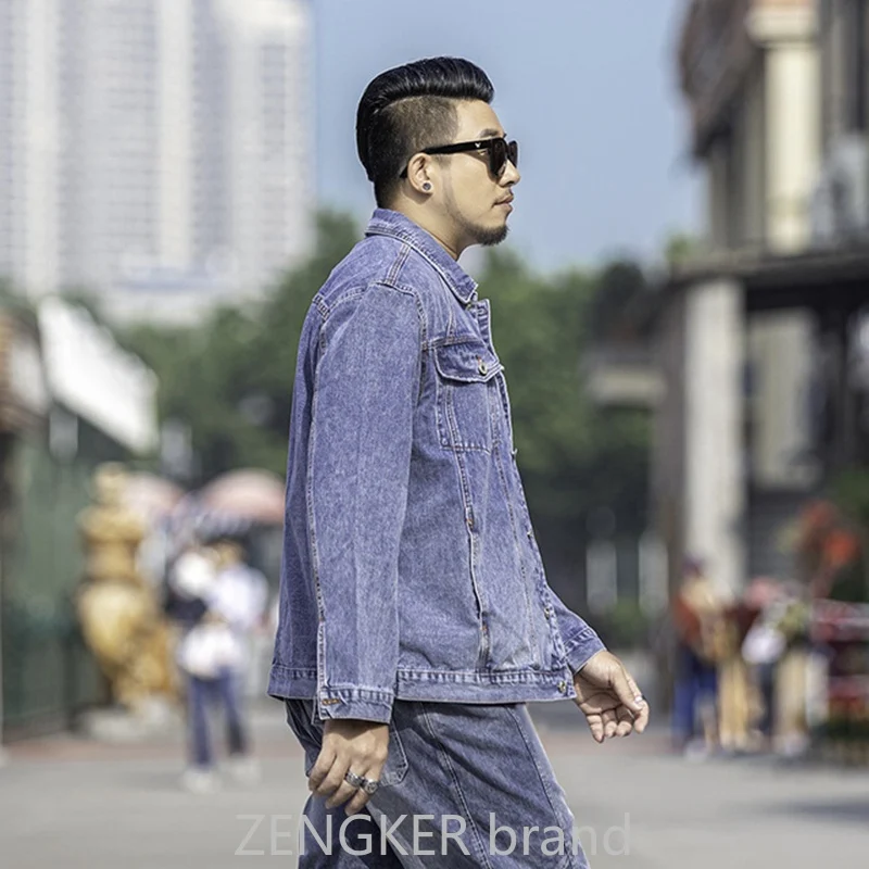 Мужская джинсовая куртка Tide светло голубая Свободная из денима большие размеры