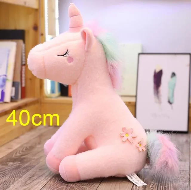 40cm sit pink 100 см, большой размер, Kawaii, единорог, плюшевые игрушки, 3 вида стилей, чучело, единорог, лошадка с куклой, подушка, мягкие детские подарки, домашний декор - Цвет: 40cm sit pink