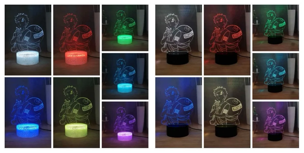 Наруто: детский светодиодный ночник shippюden повязка на голову Sabaku no Gaara RGB 7 красочная Сенсорная лампа USB мини настольная лампа для детей подарок на день рождения игрушка