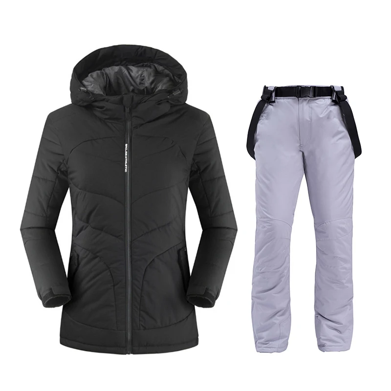 Женский водонепроницаемый лыжный костюм плотный теплый для катания на лыжах и