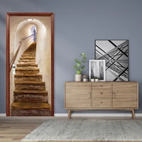 2pcs creative eco friendly wall decals 3d staircase access door stickers 77200cm vintage refurbished self adhesive wall sticker