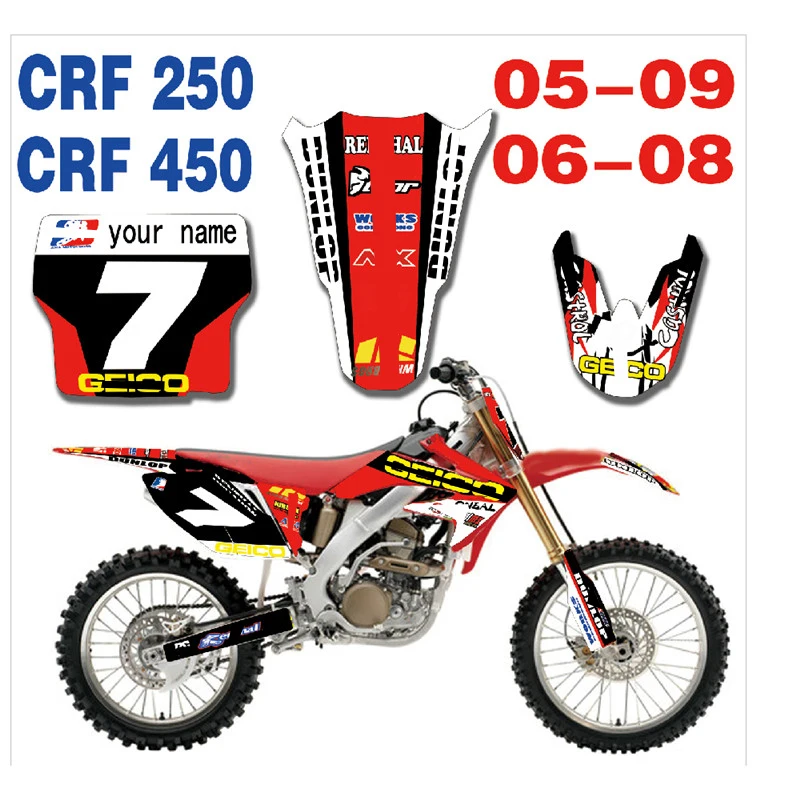 as shown Новая команда графика фоны наклейки Наборы для Honda CRF250 CRF450 CRF 250 450 2005 2006 2007 2008 2009 - Цвет: as shown