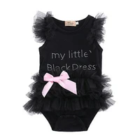 us stock hot newborn baby girls bodysuits fashion embroidered lace my little black dress letter infant baby bodysuit