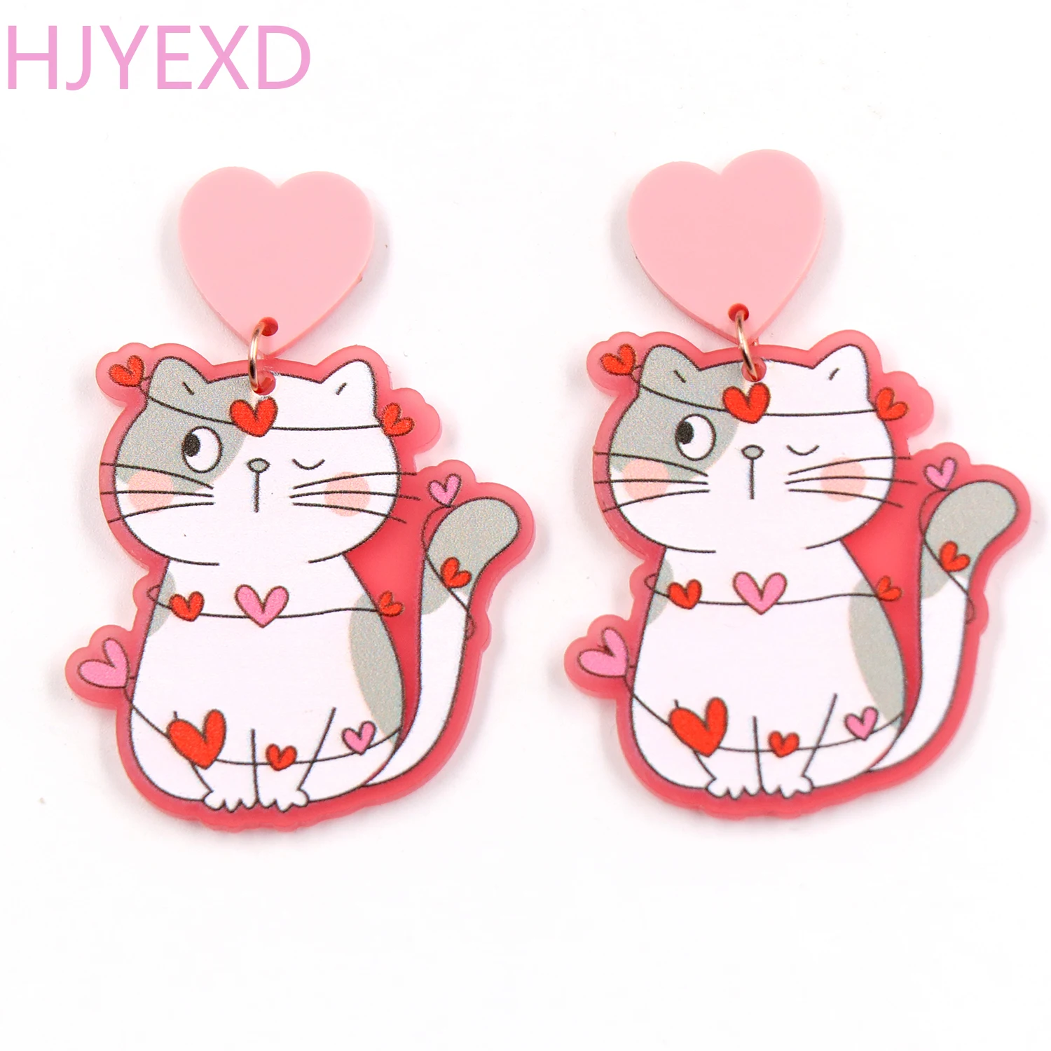 

(1 пара) дюйма (40 мм) Эффектные серьги ко Дню Святого Валентина для девочек влюбленных лазерная резка Leopord Cat Висячие серьги акриловые ювелирн...