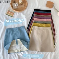 werueruyu a line female skirts small leather early autumn new korean version of the high waist students wild package hip