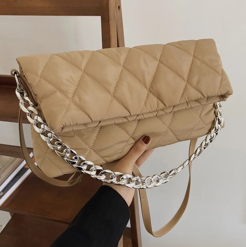 

High-quality Ladies Large-capacity Handbags 2021New Fashion All-match Autumn and Winter Rhombus Chain Bag Shoulder Messenger Bag