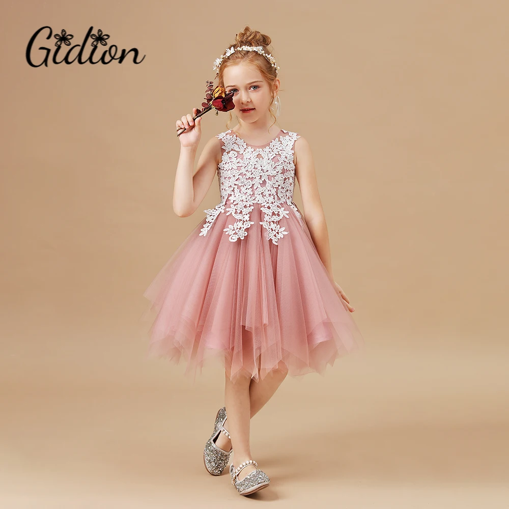 

Girls Dress Sleeveless Baby Kids Clothes Children Kids Clothing Appliques Girl Wedding Evening Gowns Party Dresses