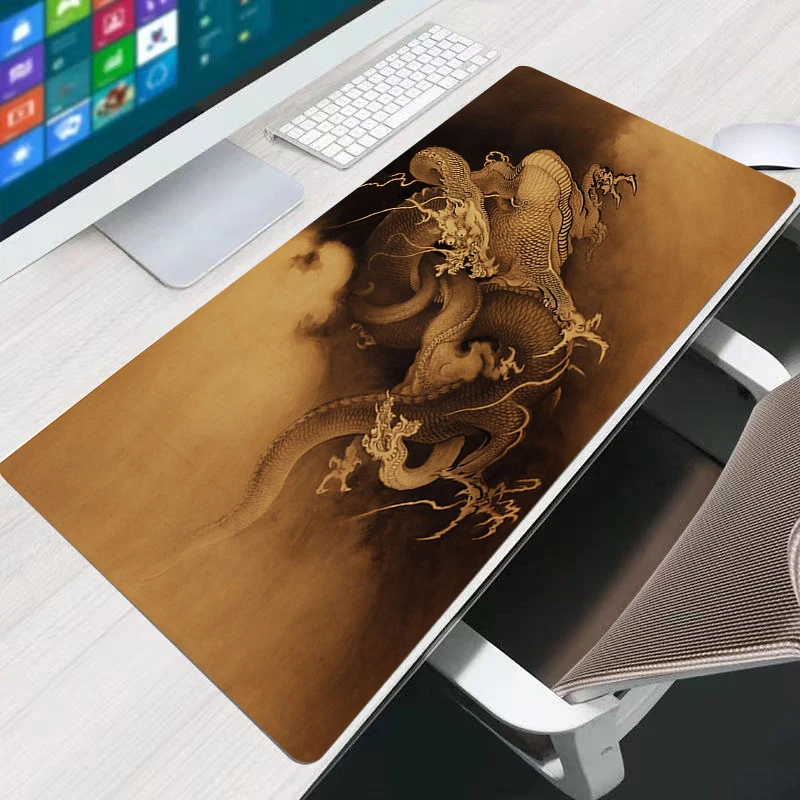 

Chinese dragon DIY Large Mouse Pad Persian Carpet Laptop Pc Gamer Keyboard Mousepad Edge White Tassel Rubber Table Mat for Pet